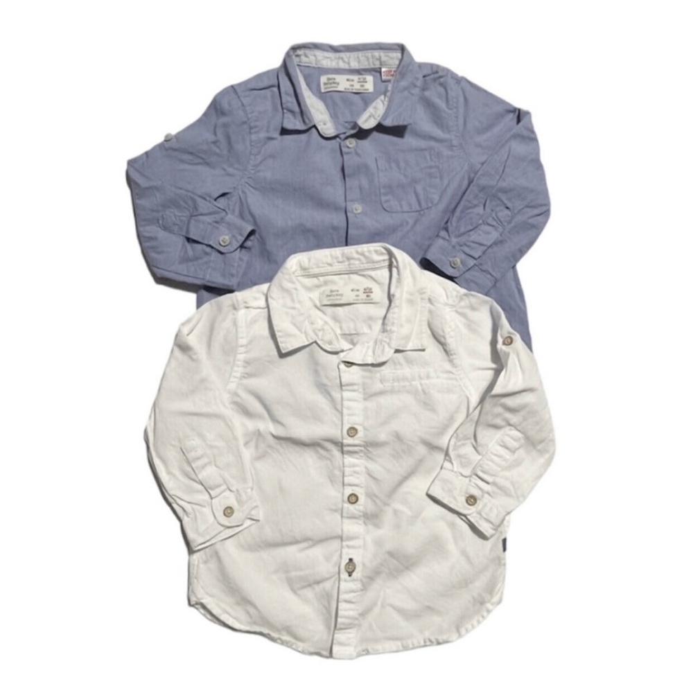 Zara baby boy long sleeve button down shirt bundle 9/12 months